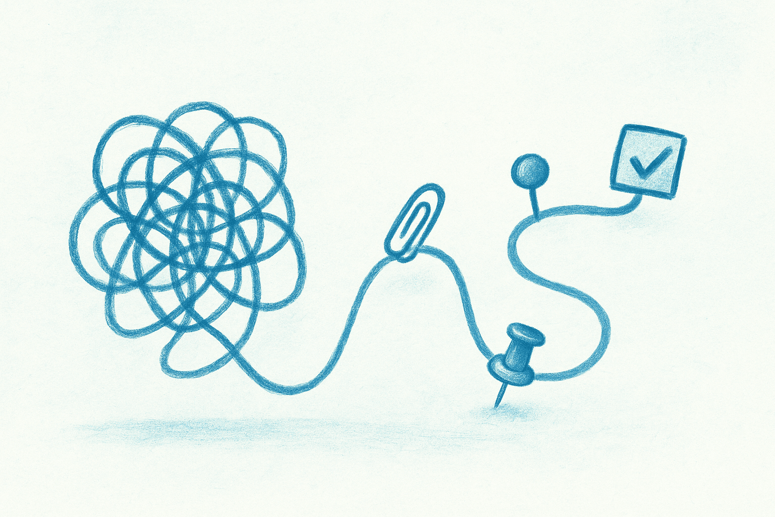 Illustration showing a short workflow sprint from checklist to completed outcome.